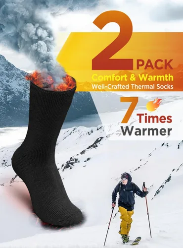 Miniatura 5 de Bymore 2Pairs Thermal Socks for Men,Heated Thick Crew Socks,Warm Winter Socks Insulated Cold Weather
