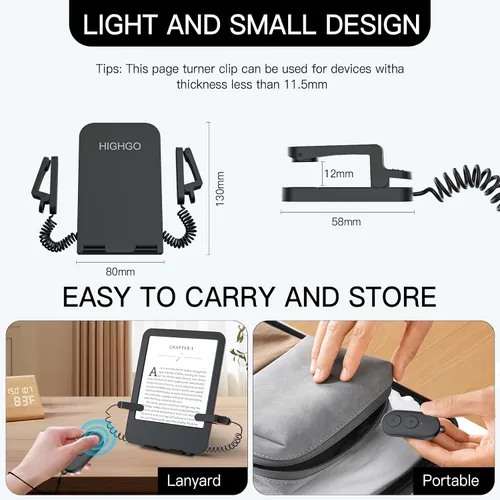 Miniatura 7 de Girador de páginas con control remoto y soporte para lectores electrónicos Kindle Paperwhite Oasis, girador de páginas de clic hacia adelante