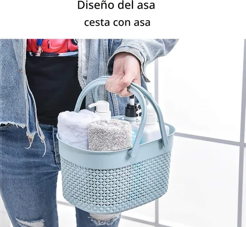 Miniatura 4 de rejomiik - Cesta portátil para ducha, organizador de plástico con asas, bolsa de aseo para baño, artículos esenciales para dormitorio universitario