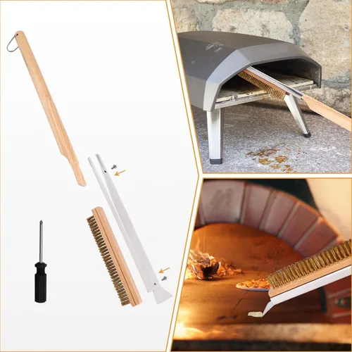 Miniatura 8 de Kit de accesorios para horno de pizza de 4 piezas, incluye cáscara de pizza perforada de 12 pulgadas, cáscara redonda de torneado de pizza de 9