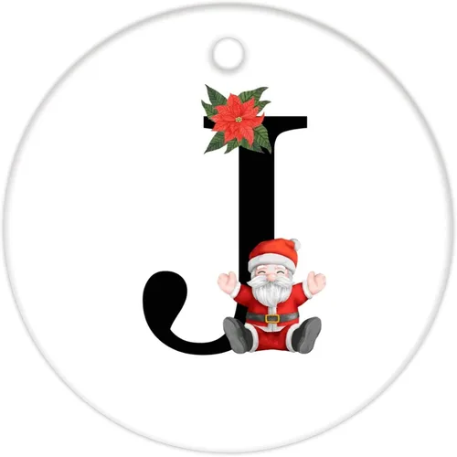 Miniatura 4 de Adorno de cerámica de Navidad, letras inglesas, adorno inicial de Papá Noel, regalo de vacaciones, decoración navideña para niños y niñas