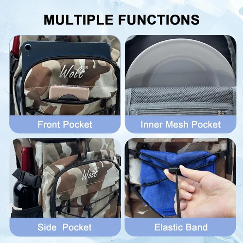 Miniatura 4 de WOLT Mochila enfriadora, 24 latas aisladas, a prueba de fugas, ligera y suave, enfriador de camping, enfriador de playa de gran capacidad, mochila