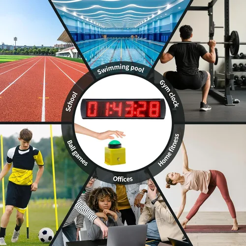 Miniatura 6 de Temporizador LED de carrera de 5 pulgadas y 6 dígitos, temporizador de gimnasio para eventos de carrera para cuenta regresiva/cuenta arriba, 12/24