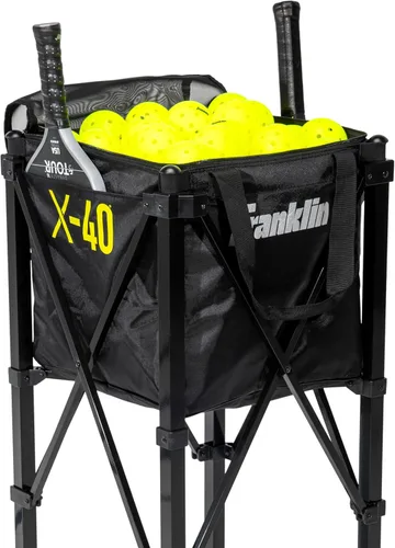 Miniatura 6 de Franklin Sports Tolva de pickleball portátil + bolsa de transporte - (100) cesta de pickleball + cesta de viaje con ruedas - Fácil almacenamiento +