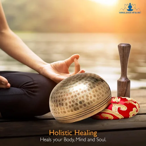Miniatura 5 de Juego de cuencos tibetanos para cantar, cuenco de meditación martillado a mano en Nepal para yoga, meditación, atención plena, curación y equilibrio