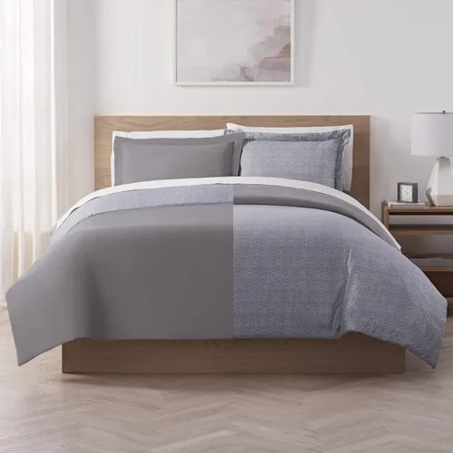 Miniatura 9 de Serta Juego de edredón reversible de 3 piezas con fundas de almohada para todas las estaciones, matrimonial/queen, éter