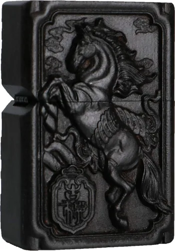 Miniatura 10 de Caja de carcasa de madera de ébano negro natural tallada para módulo Zippo (Serpiente Cobra)