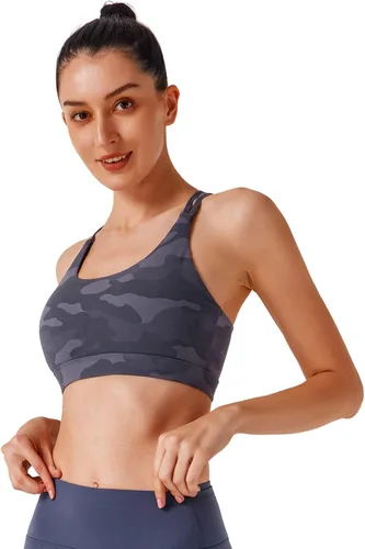 Miniatura 117 de Brasieres deportivos para mujer, con relleno, tipo camiseta sin mangas, sexis, con espalda cruzada, de alto impacto, largos, ideales para practicar