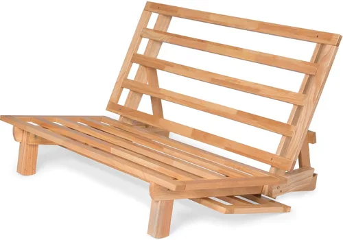 Miniatura 3 de Marco triple de madera de sofá cama, futón de madera - (Ahorro de espacio, acabado natural) Ideal para espacios pequeños, casas rodantes y muebles