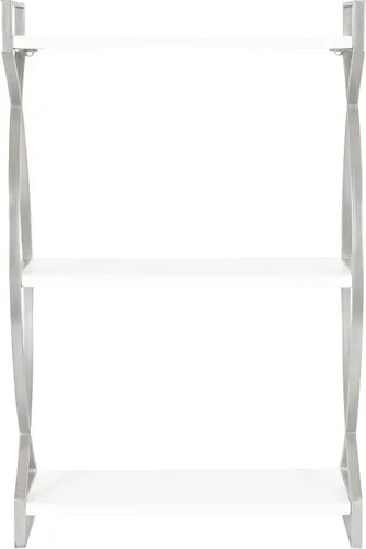 Miniatura 5 de Kate and Laurel Arietta Modern Glam - Estantería de madera y metal de 3 niveles, 18 x 7 x 28 pulgadas, blanco y plateado; almacenamiento