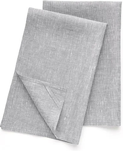 Miniatura 19 de Solino Home Chambray - Juego de 2 toallas de cocina de lino negro 100% puro de 17 x 26 pulgadas con lazo para colgar, paño de cocina de lino europeo