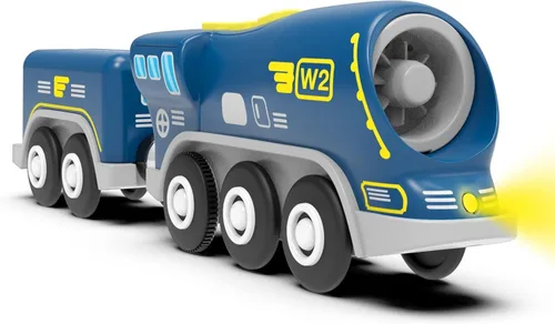 Z MAYABBO Trenes locomotoras a pilas para pistas de madera, potente vehículo de tren de juguete para vías de ferrocarril, serie de tren de ciencia