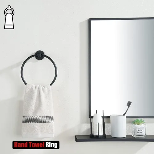 Miniatura 4 de JQK Toallero negro, soporte para toalla de mano de acero inoxidable 304 negro mate para baño, montaje en pared, TR130-PB