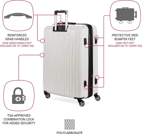 Miniatura 3 de SWISSGEAR 7272 - Maleta rígida y expandible con ruedas giratorias, Blanco), 7272100177