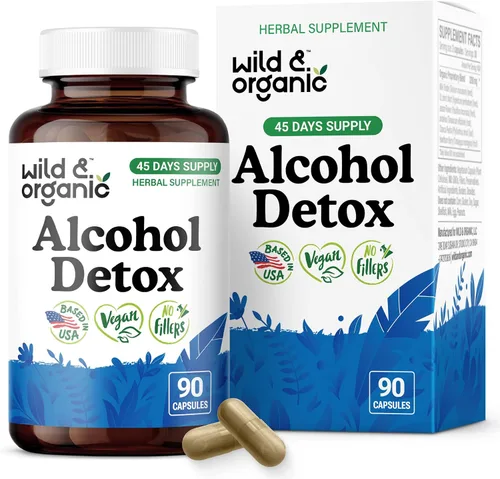 Miniatura 11 de Wild & Organic Gotas de desintoxicación de alcohol, limpieza de hígado y riñón con cardo mariano, triturador de piedras Chanca Piedra, complejo anti