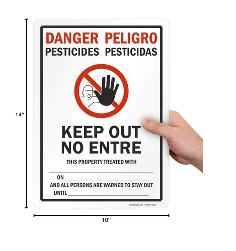 Miniatura 6 de SmartSign Cartel bilingüe "Danger - Pesticides, Keep Out No Entry" Plástico de 10 x 14 pulgadas