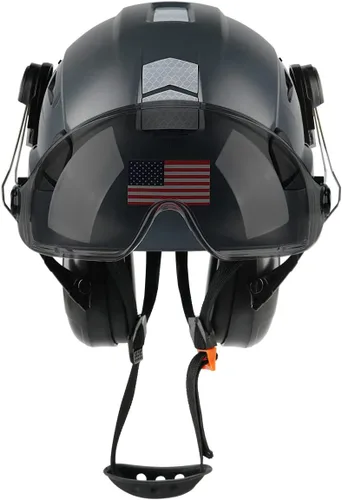 Miniatura 6 de Casco de seguridad con visera y protección para los oídos, ajustable, ligero, ventilado, ABS, casco de trabajo para hombres y mujeres, suspensión
