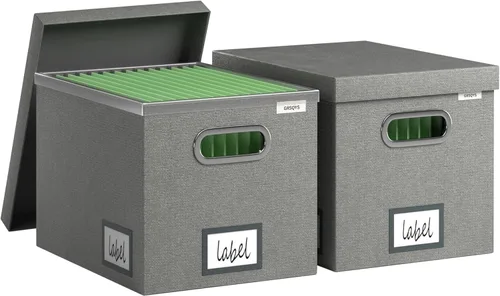 Caja Organizadora de Archivos – Cajas de Archivos para Colgar Archivos con Tapa, Juego de 2 Carpetas Colgantes Decorativas Tamaño Carta Organizador