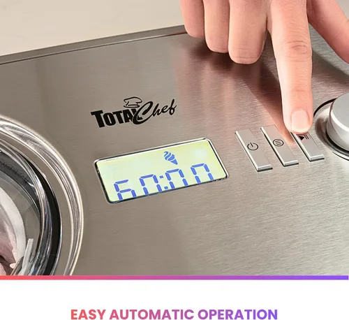 Miniatura 3 de Total Chef - Máquina automática de helados, compresor integrado 2 en 1 para yogur helado, gelato y sorbete, Nieve golosinas, sin sal ni Plateado