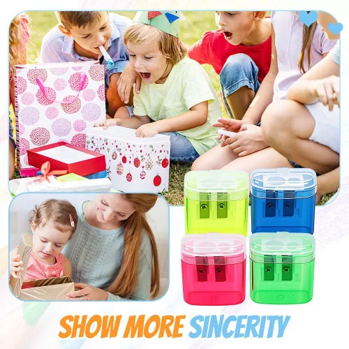Miniatura 2 de Sacapuntas con tapa, sacapuntas manual de mano de doble agujeros para lápices estándar y jumbo, sacapuntas compacto y lindo para niños, adultos
