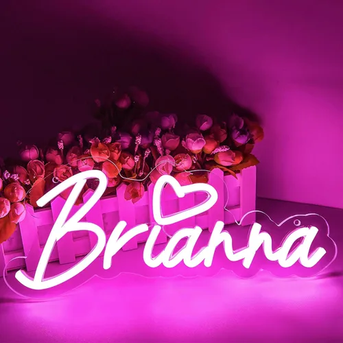 Letrero de neón con el nombre Brianna para decoración de pared, luz de neón LED con el nombre Brianna para dormitorio de niños, decoración de fiesta