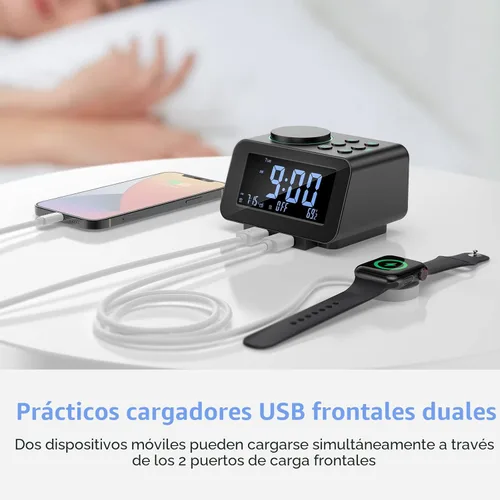 Miniatura 7 de uscce Reloj despertador digital con alarma dual - Atenuador 0-100% con modo de día laborable/fin de semana, 6 sonidos con volumen ajustable, radio