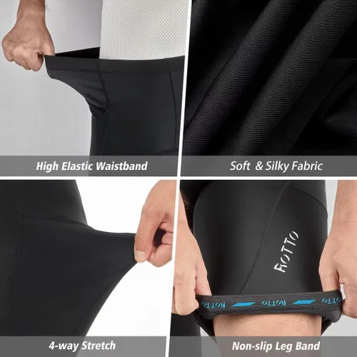 Miniatura 5 de ROTTO Pantalones cortos de ciclismo para hombre con acolchado de gel