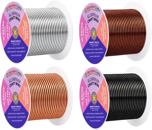 Miniatura 351 de Mandala Crafts - Alambre de aluminio anodizado de 8 calibre para hacer joyas - 9.75 m de alambre flexible negro colorido - Flexible para bonsái