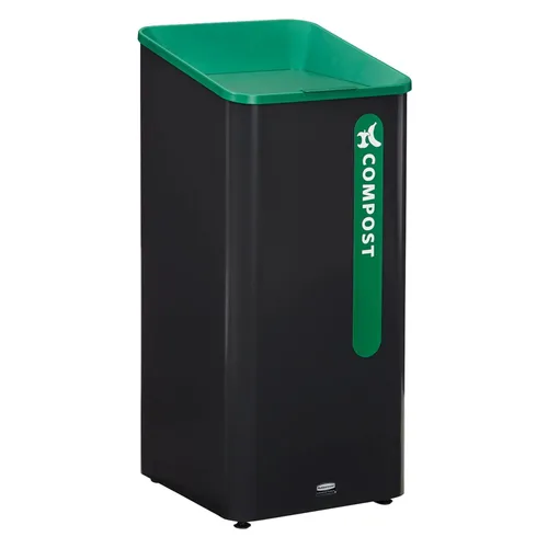Miniatura 12 de Rubbermaid Commercial Products Sustain - Contenedor decorativo de 15 galones, negro/verde, interior para edificios de oficinas, patios de comida