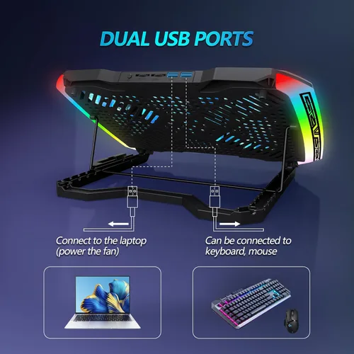 Miniatura 4 de AIMIUZI Almohadilla de enfriamiento para laptop, enfriador de laptop para juegos con 6 ventiladores silenciosos, almohadilla de enfriamiento