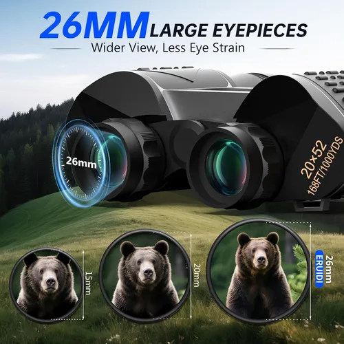 Miniatura 3 de Binoculares 20x52 para Adultos de Alta Potencia - ERUIDI Binoculares para Observación de Aves con Vista de Largo Alcance para Crucero Caza Viaje