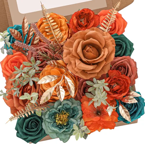 Miniatura 40 de Serwalin 2 Piezas Flores Artificiales Blancas Rosas Falsas Flores de Espuma de Seda Juego de Caja para Manualidades DIY Ramos de Pastel de Boda Un