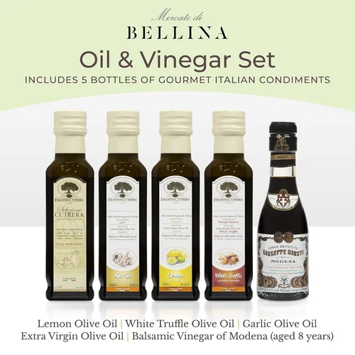 Miniatura 3 de Mercato di Bellina Juego de regalo de aceite de oliva italiano y balsámico, mini vinagre balsámico, trufa, ajo y aceite de oliva con sabor a limón