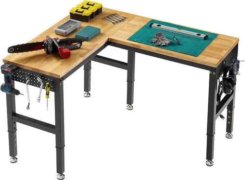 Miniatura 10 de SPECRAFT Banco de trabajo ajustable de 2 niveles de 48 x 20 pulgadas con 4 salidas de CA y 2 puertos USB, banco de trabajo resistente de capacidad