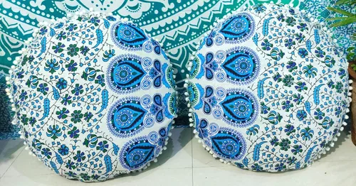 Miniatura 40 de CRAFT KALA Funda de cojín con diseño de mandala, funda de cojín para asiento, hippie, decorativo, bohemio, otomano, de algodón, indio, para sala