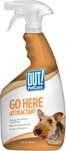 OUT! PetCare Go Here - Spray Atrayente para Entrenamiento de Baño para Perros y Cachorros, Spray Seguro y Eficaz para Orina de Cachorro, Suministros