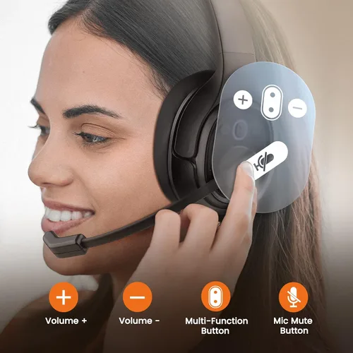Miniatura 8 de EKSA Trucker - Auriculares Bluetooth con micrófono, auriculares inalámbricos de 164 pies con cancelación de ruido AI (ENC), 57 horas de trabajo