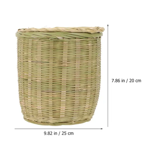 Miniatura 6 de Zerodeko Cesta de almacenamiento tejida con tapa versátil organizador de cocina para verduras, juguetes y artículos diversos, decoración rústica