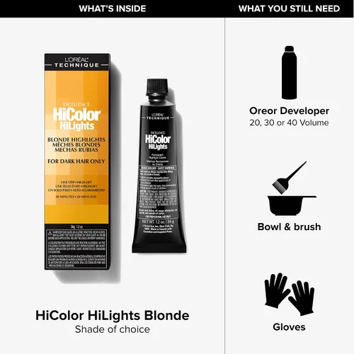 Miniatura 4 de L'Oréal Technique HiColor Blonde HiLights Permanent Hair Color for Dark Hair - Intense Blonde Highlights, No Pre-Lightening Required, No-Drip Creme