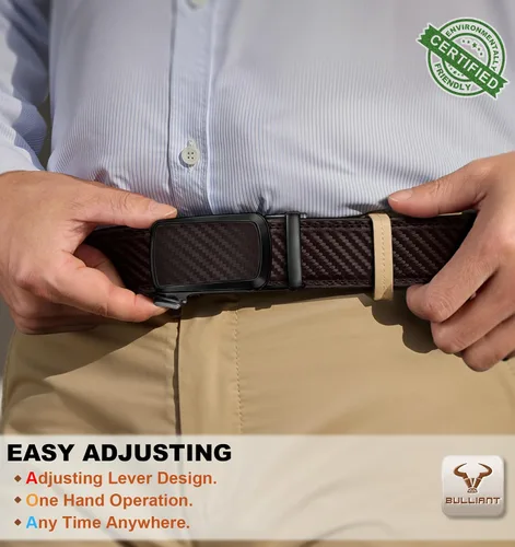 Miniatura 4 de BULLIANT - Paquete de 2 cinturones de cuero con trinquete para hombre, ajustables, corte de 1 3/8 para un ajuste perfecto, regalo para hombre