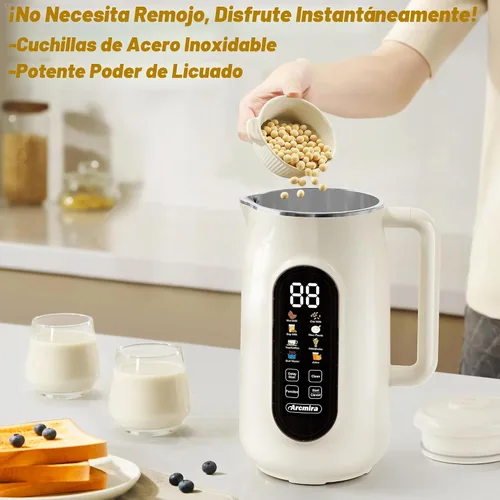 Miniatura 2 de Arcmira - Máquina para hacer leche de nuez 10 en 1, máquina para hacer leche de soja de 42 onzas con panel LED 10 Blade/Delay Start/Keep Warm/Self