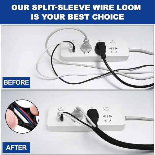 Miniatura 6 de Cable protector de cable de cable, tubo de telar de alambre, funda dividida para cable USB, cable eléctrico de computadora, cable de alimentación