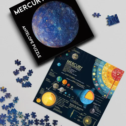 Miniatura 5 de Antelope - Rompecabezas de mercurio de 1000 piezas para adultos, rompecabezas de planeta espacial con círculo redondo, sistema solar, alta