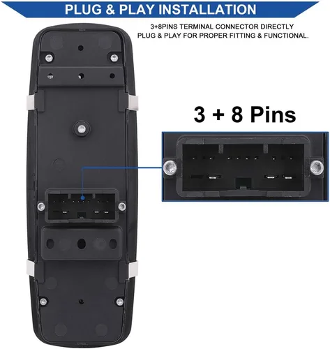 Miniatura 3 de Obaee Interruptor de ventana delantera izquierda 68231805AA compatible con Chrysler 300 2011-2012, Chrysler 200 2015-2017, Dodge Charger 2011-2014