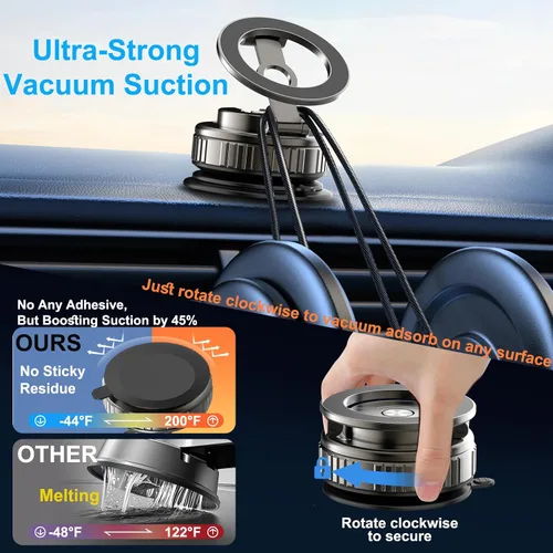 Miniatura 4 de Soportes magnéticos para teléfono para tu automóvil, [80 libras de succión más fuerte y 2400 gf magnético] Soporte de teléfono celular de automóvil