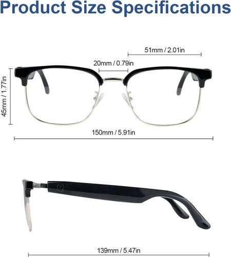 Miniatura 5 de Lentes inteligentes AI para hombres y mujeres con traducción y Bluetooth 6.0, compatibles con más de 160 idiomas lentes fotocrómicas, gafas
