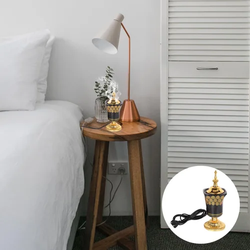 Miniatura 9 de Quemador eléctrico de incienso estilo Oriente Medio, cerámica con enchufe, para aromaterapia, Bakhoor, quemador para el hogar, yoga, meditación