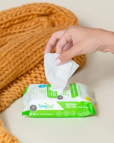 Miniatura 12 de Simpleaf Toallitas húmedas desechables de aloe vera, ecológicas, sin parabenos ni alcohol, hipoalergénicas y seguras para pieles sensibles, fórmula