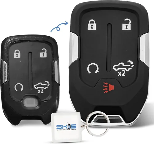 Miniatura 2 de Funda para llavero, cubierta de reemplazo para llave inteligente con 5 botones para 2019-2024 GMC Sierra Chevy Silverado HYQ1EA HYQ1ES