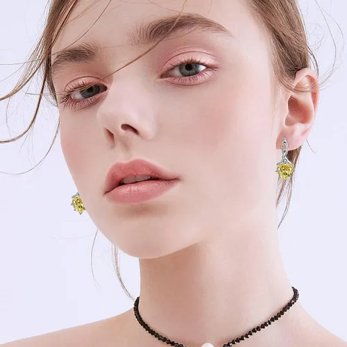 Miniatura 2 de Aretes de plata de ley 925 con piedra natal y corazón para mujer, regalo de cumpleaños para mujer